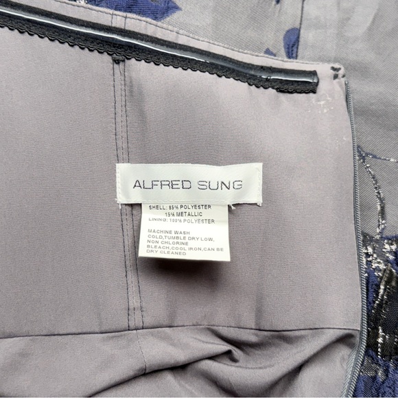 NWOT Alfred Sung Style D877NGM Floral Jacquard Strapless Sheath Gown, Size 16 - Picture 10 of 11